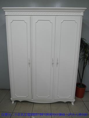 二手全白色歐式古典5尺衣櫥衣物收納櫃置物櫃房間儲藏櫃