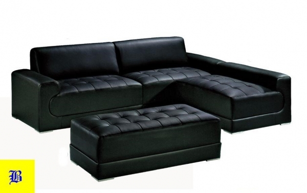 全新優雅黑半牛皮L型沙發組 左右L皆可辦公會客接待客廳沙發