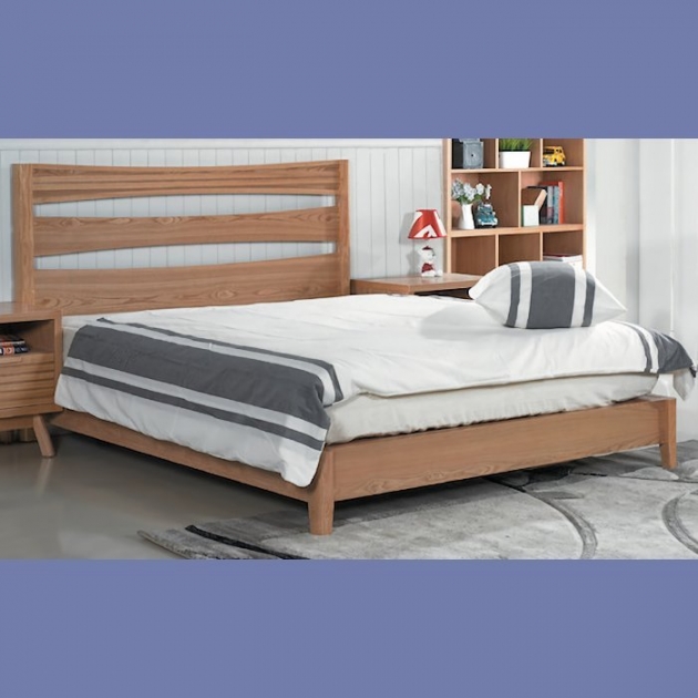 新品出清設計師款5尺柚木色實木床架 雙人床組 1