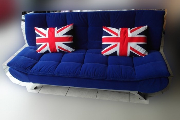 限量新品英國旗藍色布沙發床折疊床午睡椅懶人椅休閒沙發 1