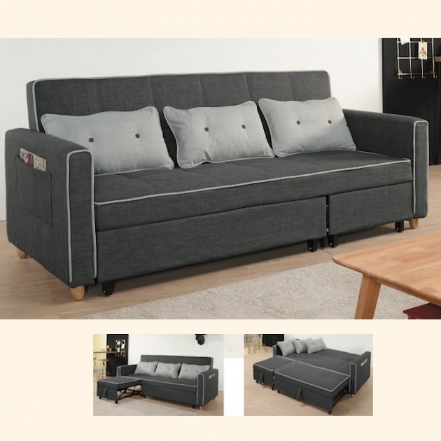新品出清鐵灰色213公分多功能沙發床 兩用沙發 客廳沙發 矮凳 接待沙發 會客沙發 1