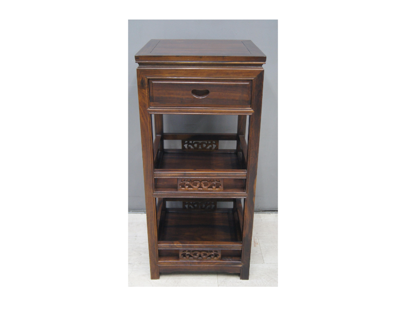 限量出清 花架 雞翅木 仿古 41公分 單抽 三層櫃 實木桌 置物架 邊桌