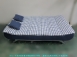 新品出清185公分藍色格紋布抱枕沙發床 休閒沙發 會客沙發