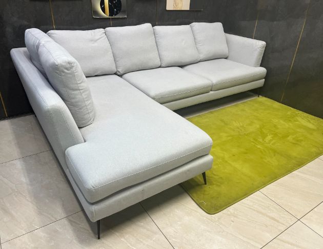 二手 藍灰色 285公分 L型沙發 布沙發 客廳沙發