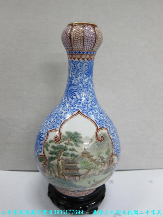 大清年製閒雲野鶴彩繪花瓶 老件瓷器擺飾品 收藏品 風水改運 2