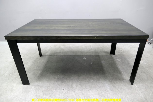 二手餐桌 黑色 160公分 一桌四椅 吃飯桌 會客桌 等候桌 邊桌 3