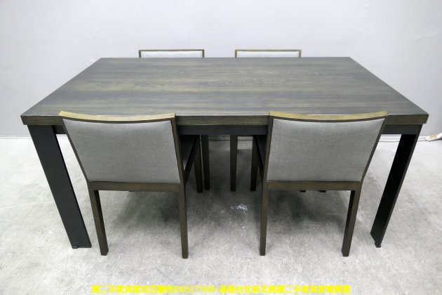 二手餐桌 黑色 160公分 一桌四椅 吃飯桌 會客桌 等候桌 邊桌 1