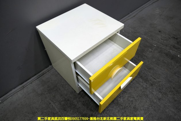 二手床邊櫃 黃色 40公分 二抽 矮櫃 置物櫃 儲物櫃 邊櫃 兒童收納櫃 5