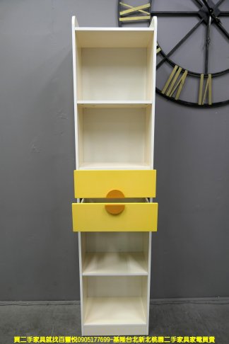 二手書櫃 白黃色 46公分 開放式 櫥櫃 置物櫃 邊櫃 儲物櫃 收納櫃 邊櫃 3