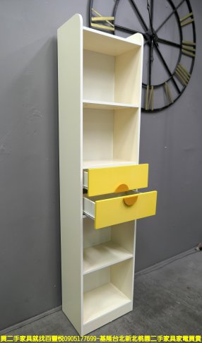二手書櫃 白黃色 46公分 開放式 櫥櫃 置物櫃 邊櫃 儲物櫃 收納櫃 邊櫃 4
