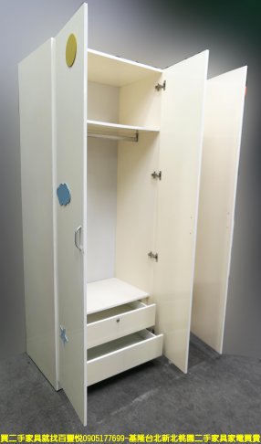 二手衣櫃 白色 4尺 兒童衣櫥 房間櫃 收納櫃 置物櫃 儲物櫃 邊櫃 4