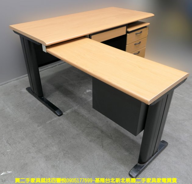 二手 辦公桌 木紋色 5尺 L型 OA桌 電腦桌 主管桌 書桌 寫字桌 2