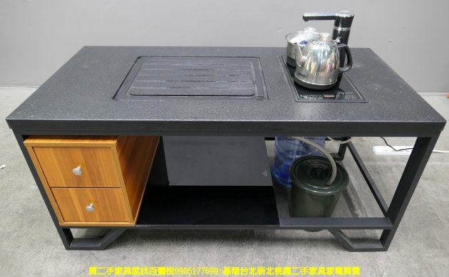 二手泡茶桌 岩板 120公分 茶具組 茶几 220V 邊桌 功能桌 1