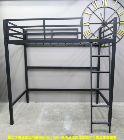 二手單人床架 工業風 黑色 鐵床 高腳床 兒童床 床台 床組 架高床架 4