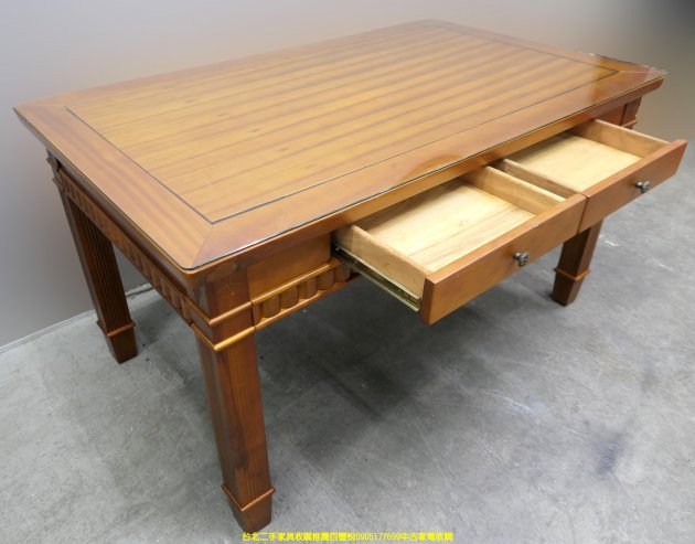 二手餐桌 歐式典雅 5尺 實木餐桌 咖啡桌 會客桌 邊桌 儲物桌 收納桌 5