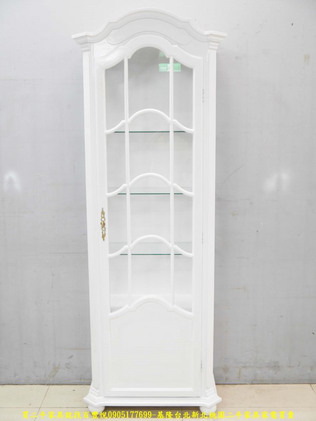 二手書櫃 中古書櫥 歐式白色78公分展示櫃 玻璃櫃 模型櫃 酒櫃櫥 櫃邊櫃 1