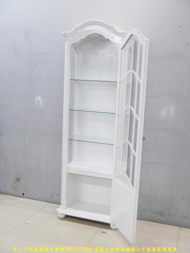 二手書櫃 中古書櫥 歐式白色78公分展示櫃 玻璃櫃 模型櫃 酒櫃櫥 櫃邊櫃 5