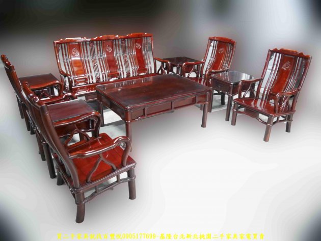 頂級紫檀木全實木十件組 客廳組椅 泡茶桌椅 木製沙發 原木桌椅 古董桌椅 2