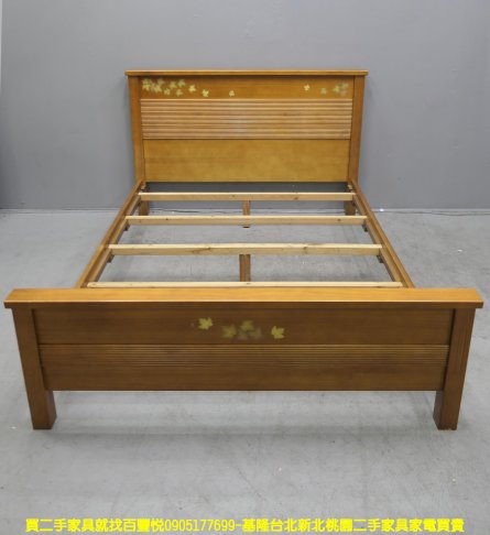 二手床架 柚木色 5尺 標準雙人 床組 床台 雙人床架 4