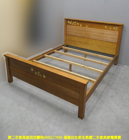 二手床架 柚木色 5尺 標準雙人 床組 床台 雙人床架 5