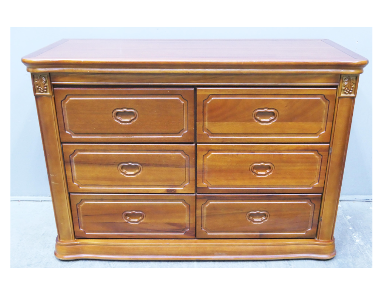 二手 六斗櫃 樟木色 全實木 抽屜櫃 收納櫃 房間櫃 櫥櫃 置物櫃 矮櫃