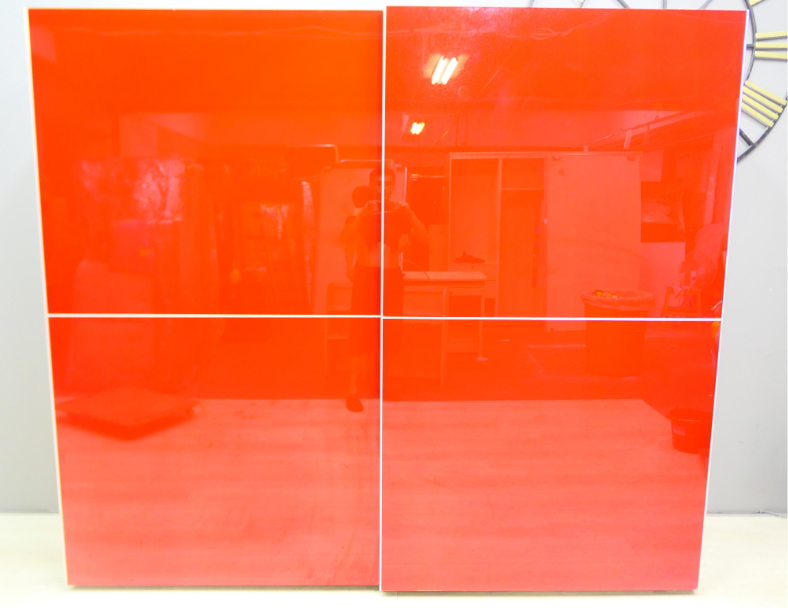 二手 衣櫥 普普風 紅色玻璃 推門衣櫃 8尺衣櫃 櫥櫃 房間櫃 收納櫃 儲物櫃