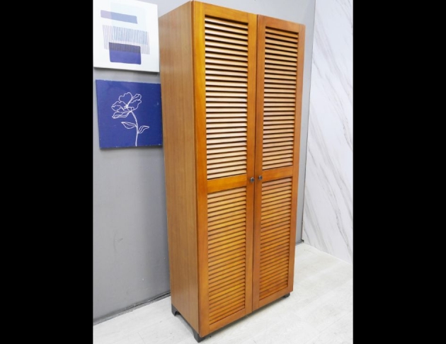 二手 鞋櫥 柚木色 百葉 高鞋櫃 玄關櫃 置物櫃 櫥櫃 