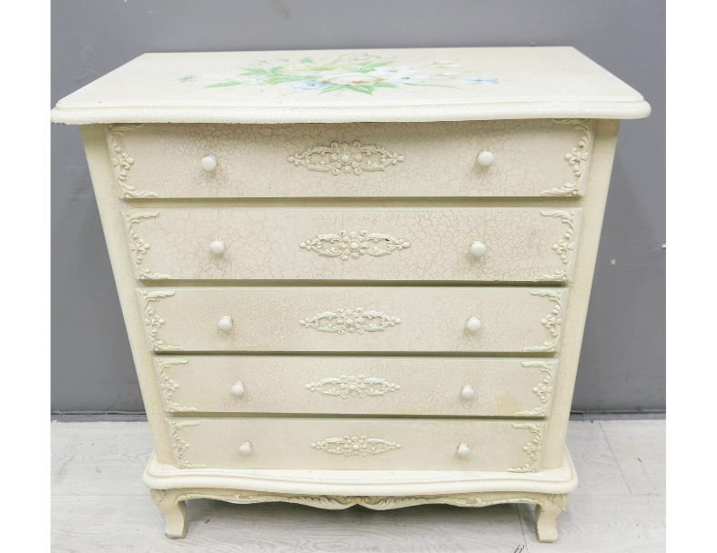 二手 斗櫃 法式 彩繪 81公分 五斗櫃 抽屜櫃 櫥櫃 收納櫃 房間櫃