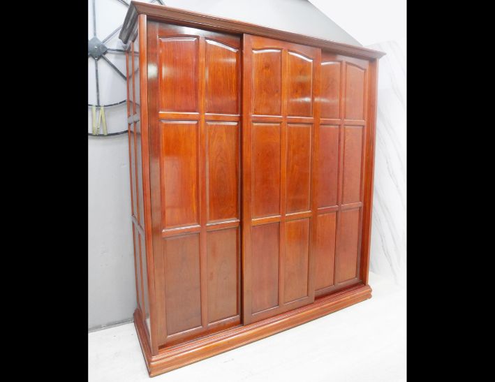 二手 花梨木全實木 198公分 推門衣櫃 衣櫥 櫥櫃