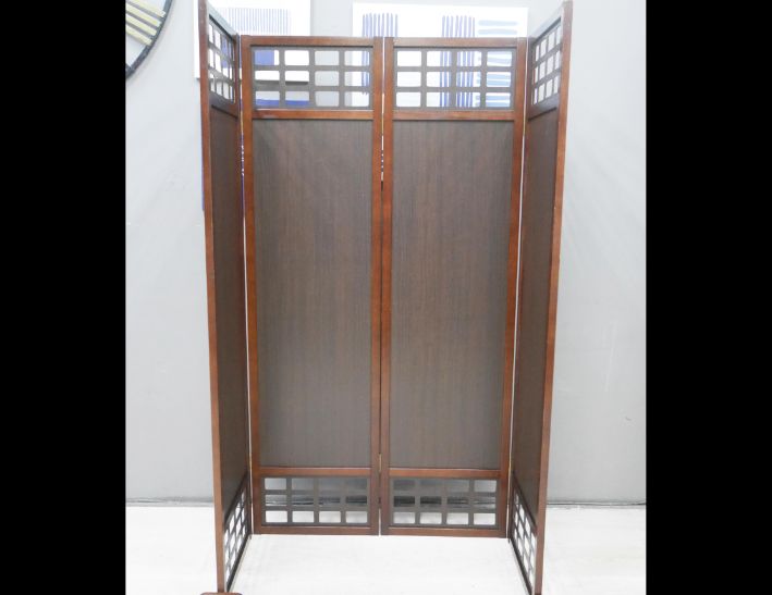 二手 胡桃色 日式屏風 折疊屏風 摺疊屏風 四片屏風