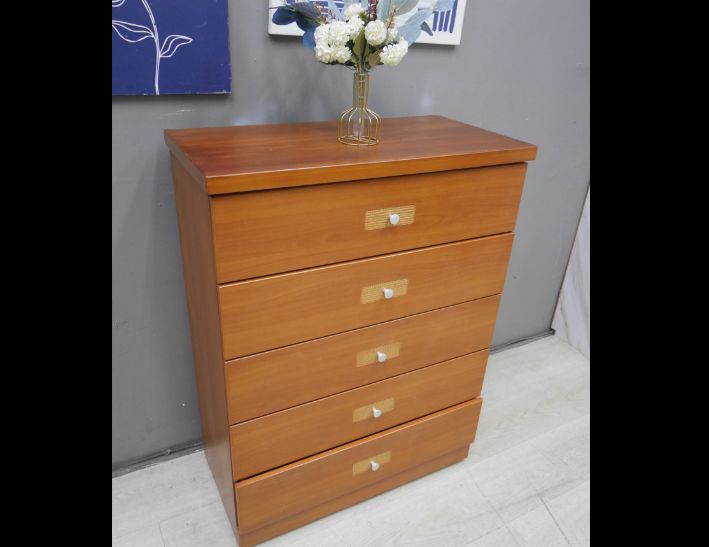 二手 抽屜櫃 柚木色 81公分 五斗櫃 收納櫃 置物櫃