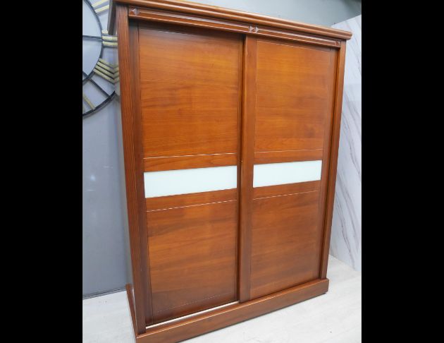 二手 衣櫥 柚木色 162公分 推門衣櫃 收納櫃 櫥櫃