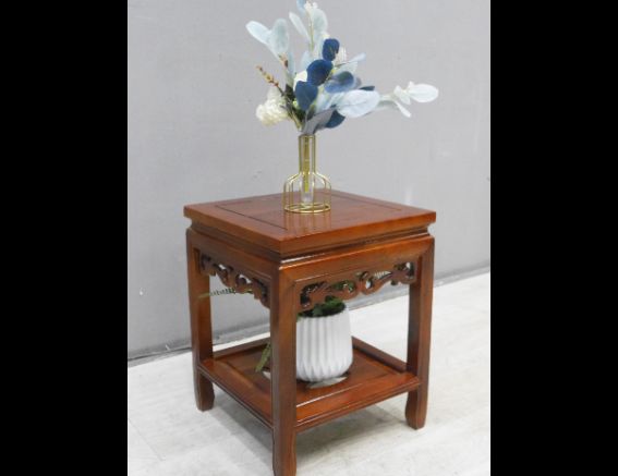 二手 花台 柚木色 38公分 實木花架 擺飾架 置物架