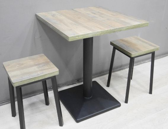 二手 灰橡色 2尺 1桌兩椅 營業用餐桌椅 小吃桌 咖啡桌椅