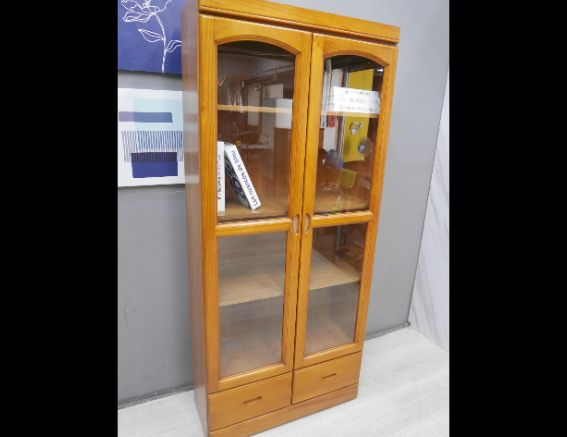 二手 書櫥 柚木色 82公分 書櫃 客廳櫃 收納櫃