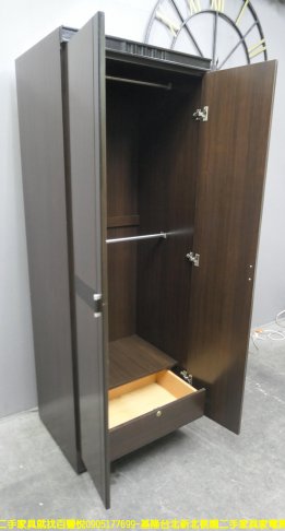 二手衣櫃 胡桃色 76公分 單人衣櫥 房間櫃 置物櫃 衣櫥 置物櫃 儲物櫃 收納櫃 3