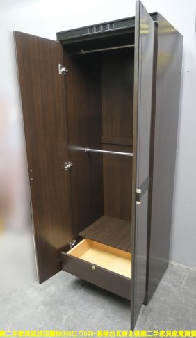二手衣櫃 胡桃色 76公分 單人衣櫥 房間櫃 置物櫃 衣櫥 置物櫃 儲物櫃 收納櫃 4