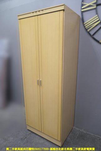 二手 衣櫃 白橡色 76公分 對開 單人衣櫥 櫥櫃 邊櫃 收納規 房間櫃 套房衣櫃 4