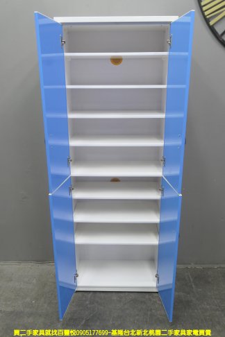 二手鞋櫃 藍白色 塑鋼 65公分 鞋櫥 玄關櫃 置物櫃 收納櫃 櫥櫃 儲物櫃 邊櫃 3