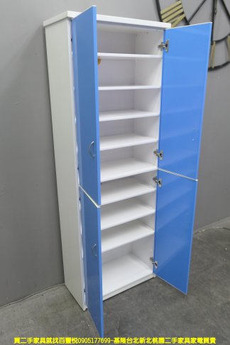 二手鞋櫃 藍白色 塑鋼 65公分 鞋櫥 玄關櫃 置物櫃 收納櫃 櫥櫃 儲物櫃 邊櫃 5