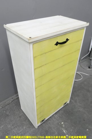 二手置物櫃 鄉村風 黃色 50公分 垃圾桶 收納櫃 邊櫃 收納櫃 櫥櫃 儲物櫃 2