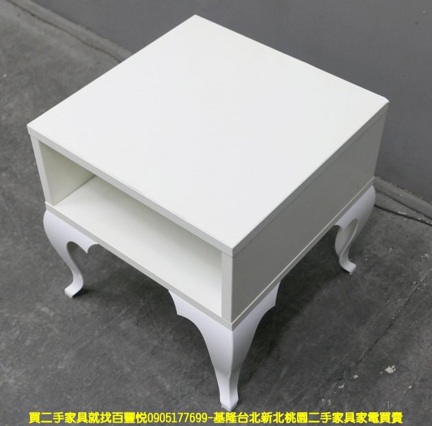 二手 茶几 白色 40公分 方形 邊桌 電話桌 沙發桌 矮桌 置物桌 邊几 2