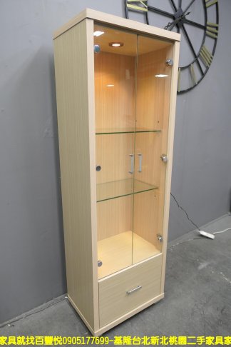 二手展示櫃 白橡色 60公分 玻璃櫃 書櫃 飾品櫃 酒櫃 客廳櫃 高低櫃 3