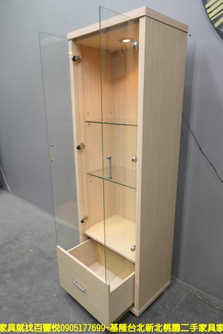 二手展示櫃 白橡色 60公分 玻璃櫃 書櫃 飾品櫃 酒櫃 客廳櫃 高低櫃 5