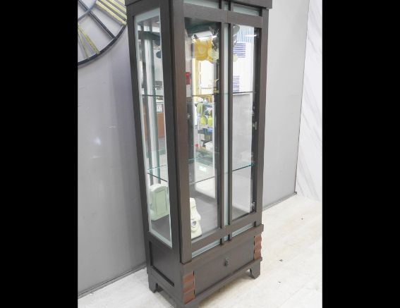 二手 展示櫃 胡桃色 70公分 玻璃櫃 酒櫃 置物櫃 