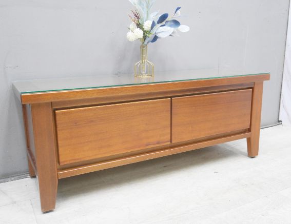 二手 柚木色 全實木 4尺 電視櫃 矮櫃 長櫃 收納櫃