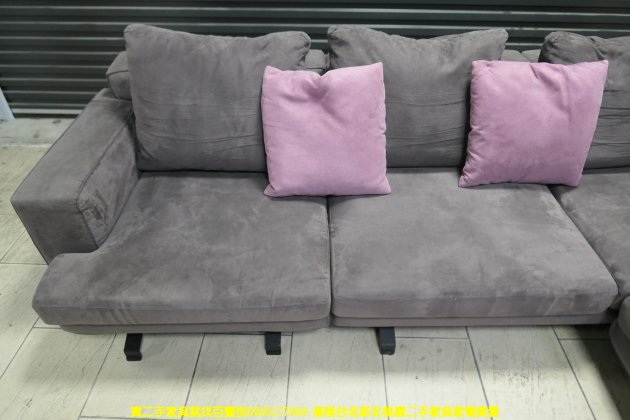二手沙發 紫色 266公分 絨布 L型沙發 客廳沙發 休閒沙發 布沙發 民宿沙發 3