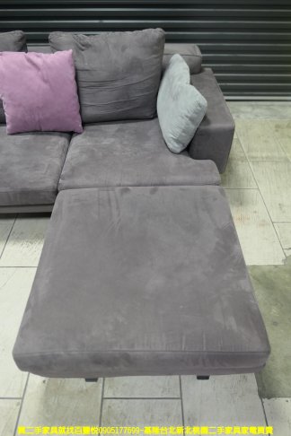 二手沙發 紫色 266公分 絨布 L型沙發 客廳沙發 休閒沙發 布沙發 民宿沙發 4