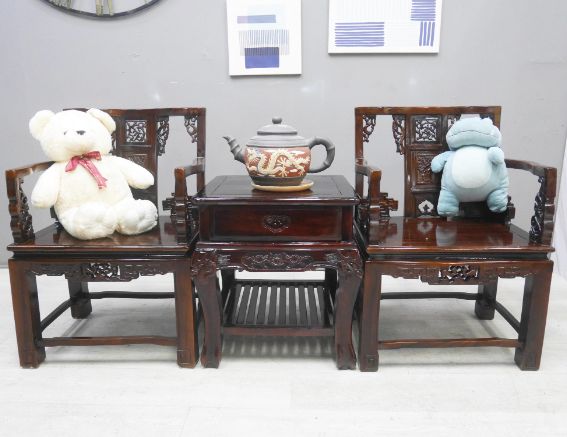 二手 仿古家具 雞翅木全實木 公婆椅 太師椅 原木椅