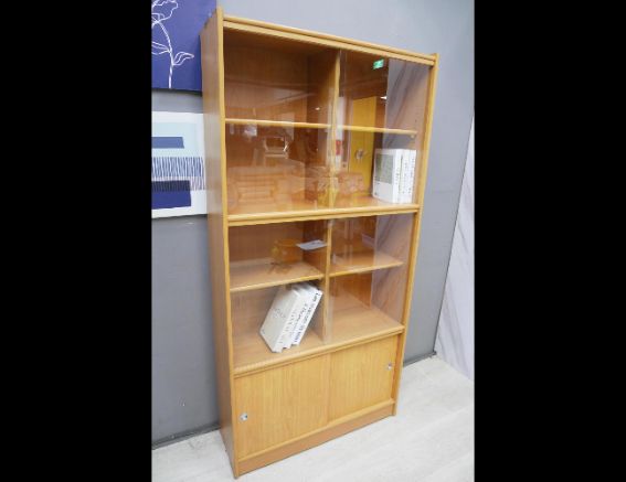 二手 書櫃 原木色 3尺 玻璃櫃 櫥櫃 展示櫃 公仔櫃